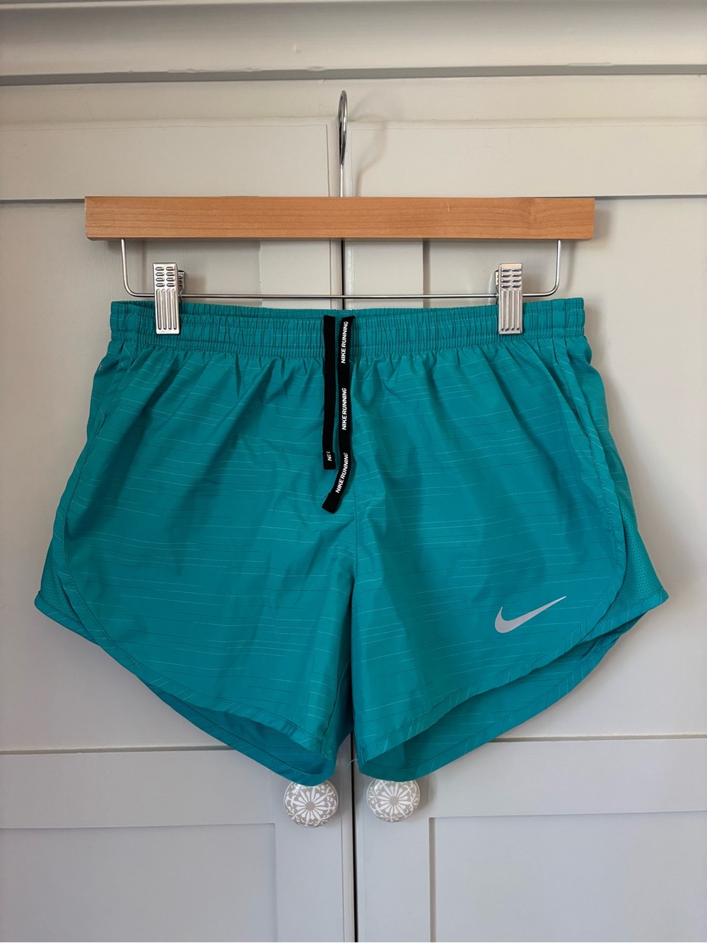 Nike Teal Athletic Running Shorts with Reflective Swoosh